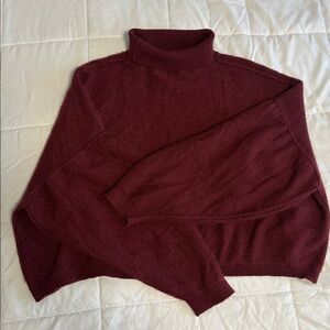 Free People Rich Burgundy Cowl Neck Cropped Cashmere Sweater